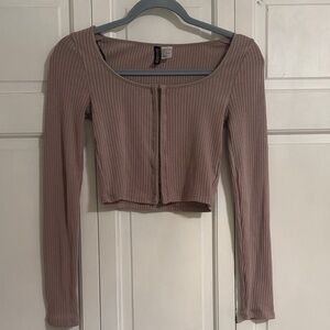 Divided Corsetted Ribbed Crop Top